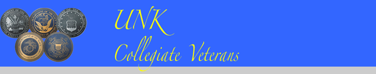 U N K collegiate veterans - 5 military seals banner